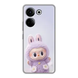 Чехол с принтом Лабубу для Tecno Camon 20 Pro (Фиолетовый Лабубу)