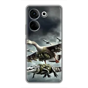 Чехол с мемами тралалело тралала для Tecno Camon 20 Pro (Гусини и крокодило)