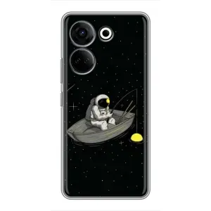 Силиконовый Чехол с принтом "Космонавты" на Tecno Camon 20 Pro (Космонавт на рыбалке)
