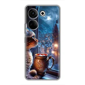 Чехлы на Новый Год Tecno Camon 20 Pro (Кот новогодний)