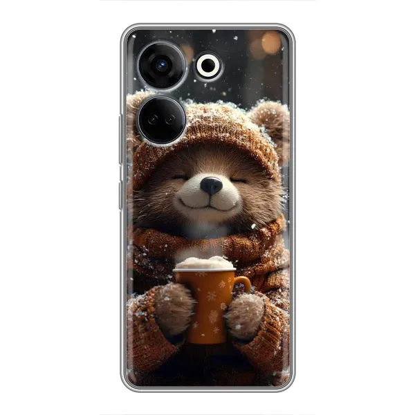 Чехол с рисунком «Медвежонок с кофе» для TECNO Camon 20 Pro Чехол с рисунком «Медвежонок с кофе» для TECNO Camon 20 Pro