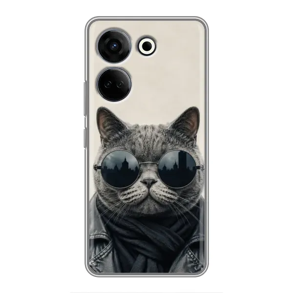 Чехол с рисунком «Модный кот» для TECNO Camon 20 Pro Чехол с рисунком «Модный кот» для TECNO Camon 20 Pro