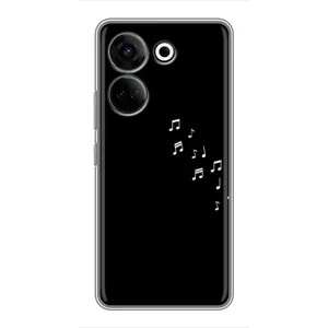Чехол с картинками на черном фоне для Tecno Camon 20 Pro (Ноты)