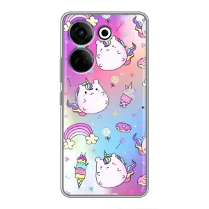 Чехол Unicorn на Tecno Camon 20 Pro (Радуга и Единорог)
