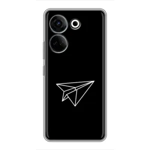 Чехол с картинками на черном фоне для Tecno Camon 20 Pro (Самолетик)