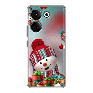 Чехлы на Новый Год Tecno Camon 20 Pro (Снеговик в шапке)
