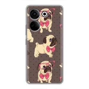 Чехол (ТПУ) Милые собачки для Tecno Camon 20 Pro (Собачки Мопсики)