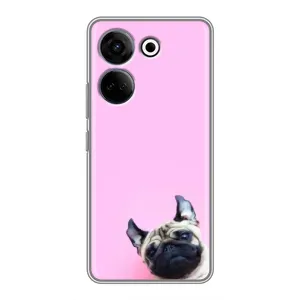 Бампер для Tecno Camon 20 Pro с картинкой "Песики" (Собака на розовом)