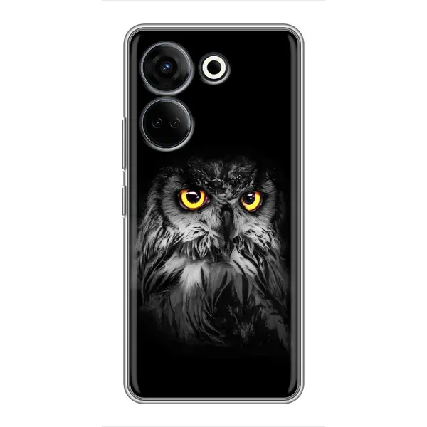 Чехол с рисунком «Сова на чёрном» для TECNO Camon 20 Pro Чехол с рисунком «Сова на чёрном» для TECNO Camon 20 Pro