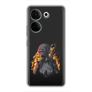 Силиконовый чехол с картинкой "Герой Pubg" на Tecno Camon 20 Pro (В огне)