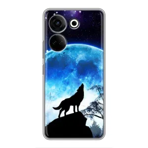 Чехол с Волком на Tecno Camon 20 Pro (Воет на луну)