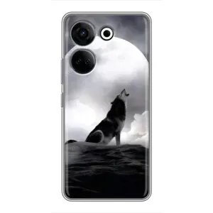 Чехол с Волком на Tecno Camon 20 Pro (Волк и луна)