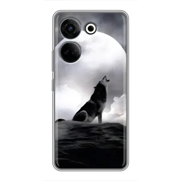 Чехол с рисунком «Волк и луна» для TECNO Camon 20 Pro