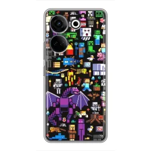 Чехол майнкрафт для Tecno Camon 20 Pro (Все персонажи)