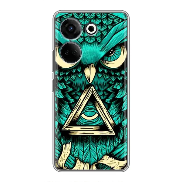 Чехол с рисунком «Зеленая сова» для TECNO Camon 20 Pro Чехол с рисунком «Зеленая сова» для TECNO Camon 20 Pro