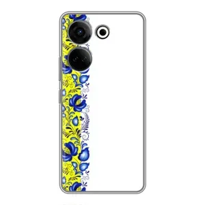 Силіконовый Чохол на Tecno Camon 20 Pro з картинкой Вишиванки (Жовто-біла вишиванка)