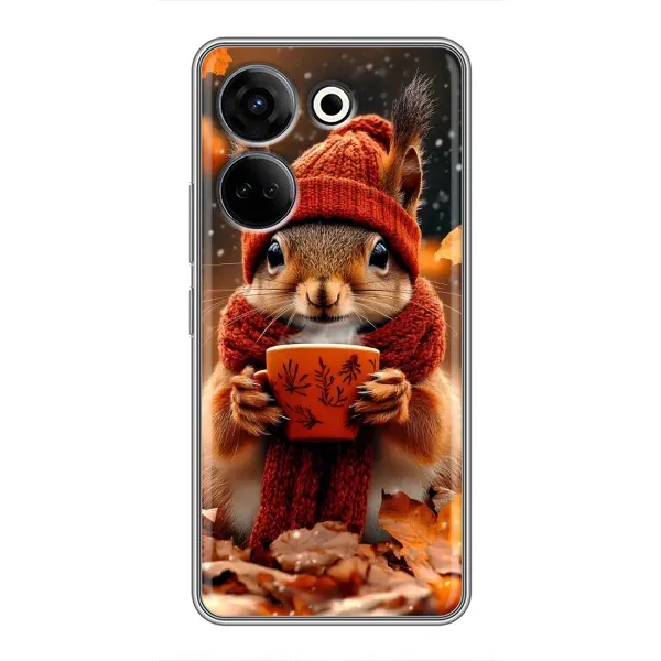 Чехол с рисунком «Белка с кофе» для TECNO Camon 20 Чехол с рисунком «Белка с кофе» для TECNO Camon 20