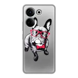 Чехол (ТПУ) Милые собачки для Tecno Camon 20 (Бульдог в очках)