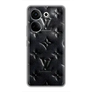Текстурный Чехол Louis Vuitton для Техно Камон 20 (Черный ЛВ)