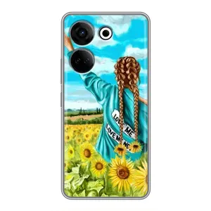 Чехол Стильные девушки на Tecno Camon 20 (Девушка на поле)