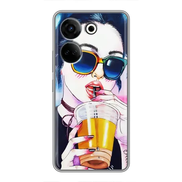 Чехол с рисунком «Девушка с коктейлем» для TECNO Camon 20 Чехол с рисунком «Девушка с коктейлем» для TECNO Camon 20