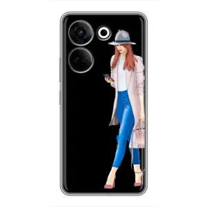 Чехол с картинкой Модные Девчонки Tecno Camon 20 (Девушка со смартфоном)