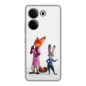 Силиконовый чехол с принтом Зоотрополіс для Tecno Camon 20 (Джуди и Ник)