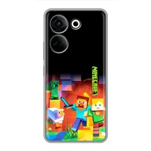 Чехлы для Tecno Camon 20 (Персонажи Майн Крафт) (Герой Майнкрафт)