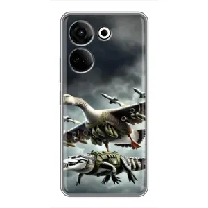 Чехол с мемами тралалело тралала для Tecno Camon 20 (Гусини и крокодило)