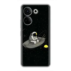 Силиконовый Чехол с принтом "Космонавты" на Tecno Camon 20 (Космонавт на рыбалке)