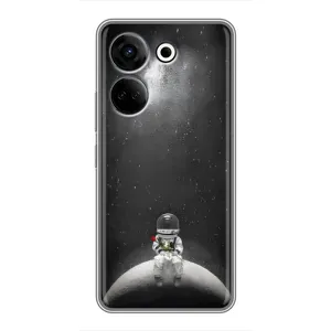 Силиконовый Чехол с принтом "Космонавты" на Tecno Camon 20 (Космонавт романтик)