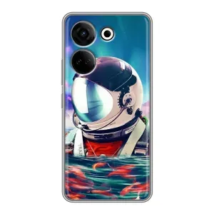 Силиконовый Чехол с принтом "Космонавты" на Tecno Camon 20 (Космонавт в воде)