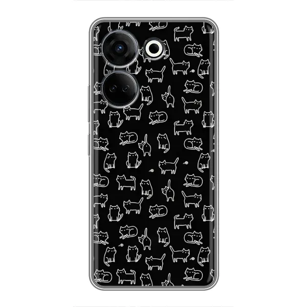 Чехол с рисунком «Котики на черном» для TECNO Camon 20 Чехол с рисунком «Котики на черном» для TECNO Camon 20