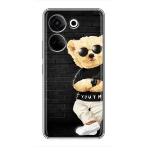 Чехлы Мишка Тедди для Техно Камон 20 (Мишка в очках)