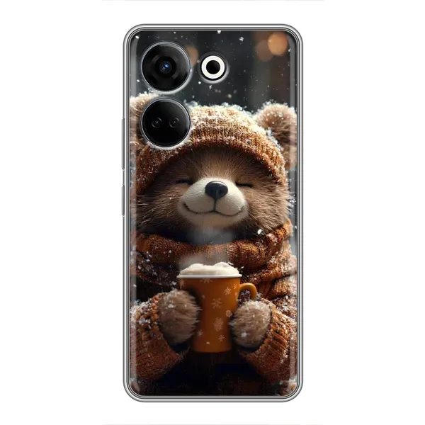 Чехол с рисунком «Медвежонок с кофе» для TECNO Camon 20 Чехол с рисунком «Медвежонок с кофе» для TECNO Camon 20