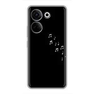 Чехол с картинками на черном фоне для Tecno Camon 20 (Ноты)