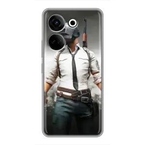 Силиконовый чехол с картинкой "Герой Pubg" на Tecno Camon 20 (Пабг)