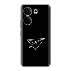 Чехол с картинками на черном фоне для Tecno Camon 20 (Самолетик)