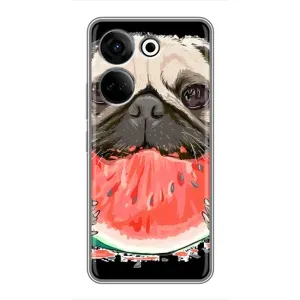 Чехол (ТПУ) Милые собачки для Tecno Camon 20 (Смешной Мопс)