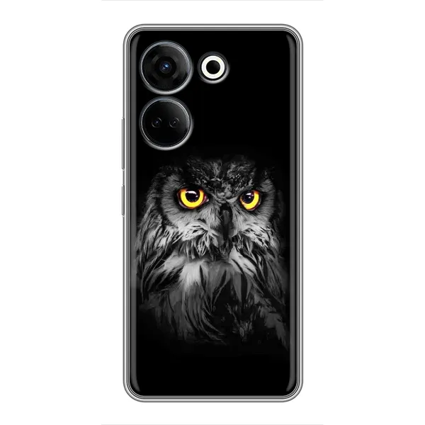 Чехол с рисунком «Сова на чёрном» для TECNO Camon 20 Чехол с рисунком «Сова на чёрном» для TECNO Camon 20