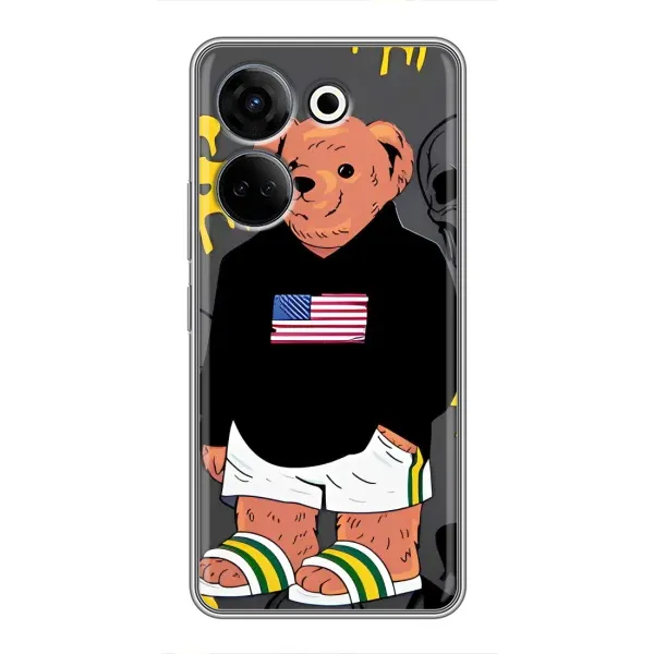 Чехол с рисунком «Teddy USA» для TECNO Camon 20 Чехол с рисунком «Teddy USA» для TECNO Camon 20
