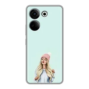 Силиконовый Чехол на Tecno Camon 20 с картинкой Стильных Девушек (В шапке)
