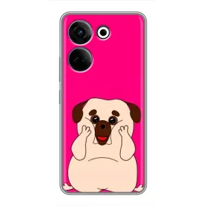 Чехол (ТПУ) Милые собачки для Tecno Camon 20 (Веселый Мопсик)