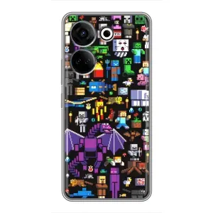 Чехол майнкрафт для Tecno Camon 20 (Все персонажи)
