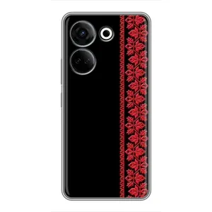 Силиконовый Чехол на Tecno Camon 20 с картинкой Вышиванки (Вышиванка на черном)