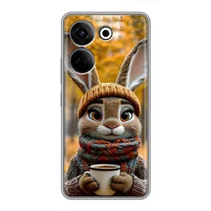 Печатный чехол «Зверята с кофе» для Tecno Camon 20 (Зайчик с кофе)