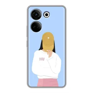 Силиконовый Чехол на Tecno Camon 20 с картинкой Стильных Девушек (Желтая кепка)