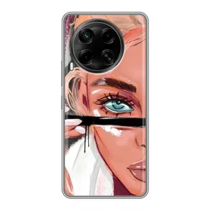 Силиконовый Чехол на Tecno Camon 30 (CL6) с картинкой Стильных Девушек (Девушка и ресницы)