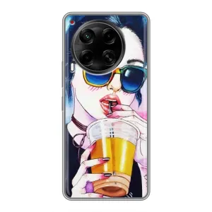 Чехол с картинкой Модные Девчонки Tecno Camon 30 (CL6) (Девушка с коктейлем)