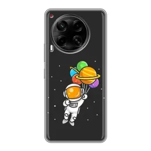 Силіконовый Чохол з принтом "Космонавти" на Tecno Camon 30 (CL6) (Космонавт з кульками)
